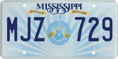 MS license plate MJZ729