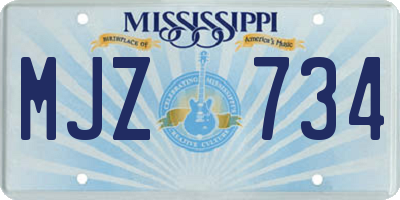 MS license plate MJZ734