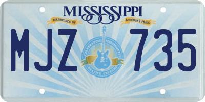 MS license plate MJZ735