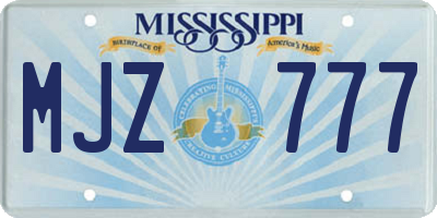 MS license plate MJZ777