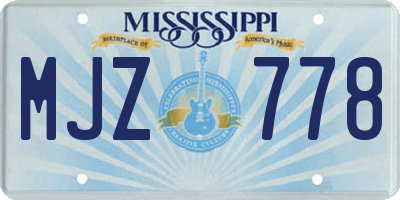 MS license plate MJZ778