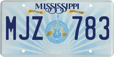 MS license plate MJZ783