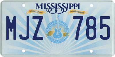 MS license plate MJZ785