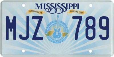 MS license plate MJZ789