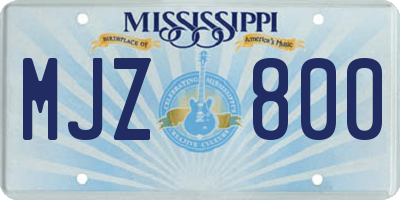 MS license plate MJZ800