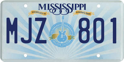 MS license plate MJZ801