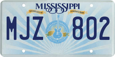 MS license plate MJZ802