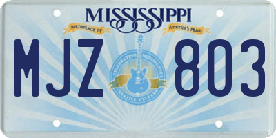 MS license plate MJZ803