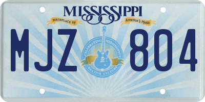 MS license plate MJZ804