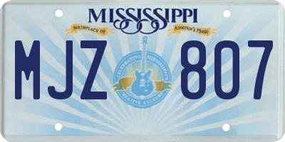 MS license plate MJZ807