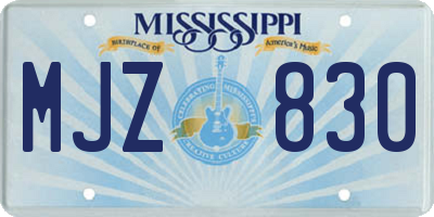 MS license plate MJZ830