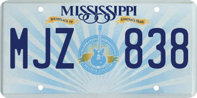 MS license plate MJZ838