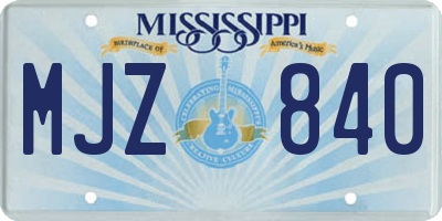 MS license plate MJZ840