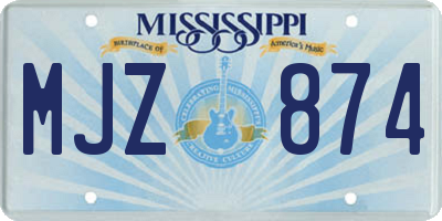 MS license plate MJZ874