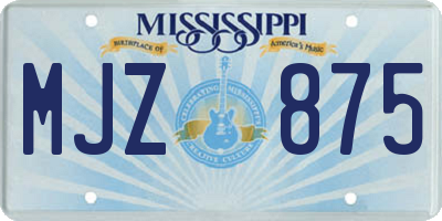MS license plate MJZ875