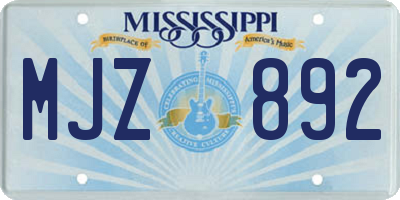 MS license plate MJZ892