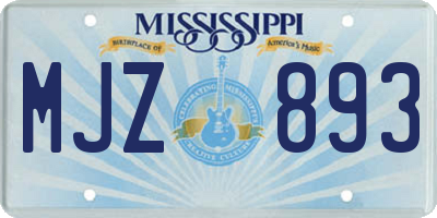 MS license plate MJZ893