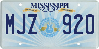MS license plate MJZ920