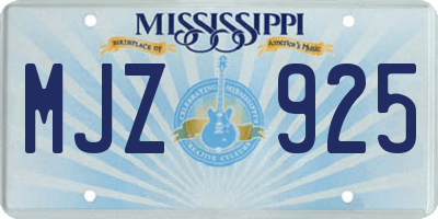 MS license plate MJZ925