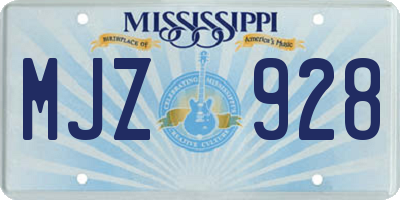 MS license plate MJZ928