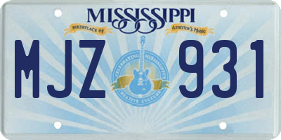 MS license plate MJZ931