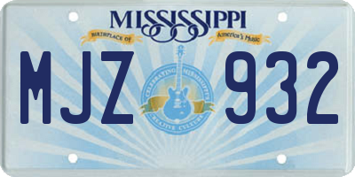 MS license plate MJZ932