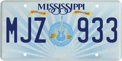 MS license plate MJZ933