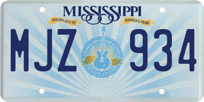 MS license plate MJZ934