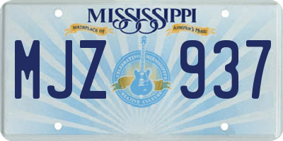 MS license plate MJZ937