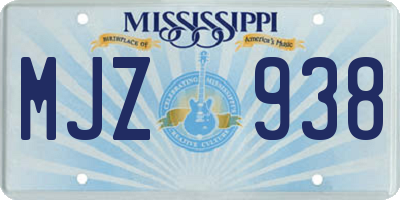 MS license plate MJZ938