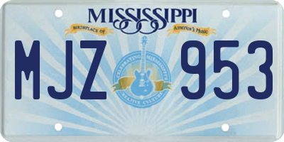 MS license plate MJZ953