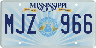 MS license plate MJZ966