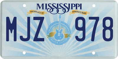 MS license plate MJZ978