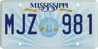 MS license plate MJZ981