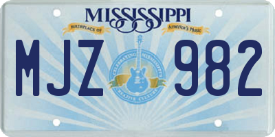 MS license plate MJZ982