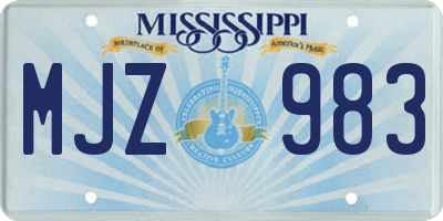 MS license plate MJZ983