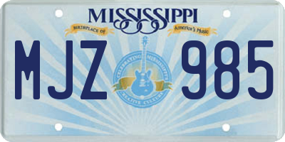 MS license plate MJZ985