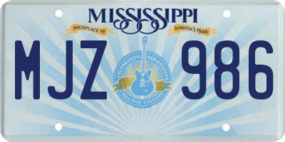 MS license plate MJZ986