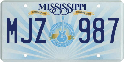 MS license plate MJZ987