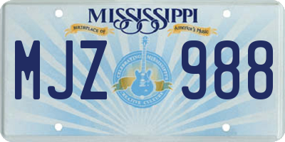 MS license plate MJZ988