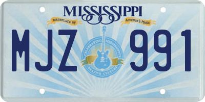 MS license plate MJZ991