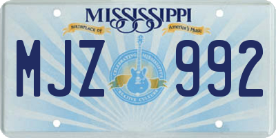 MS license plate MJZ992