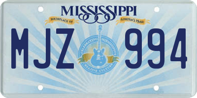 MS license plate MJZ994