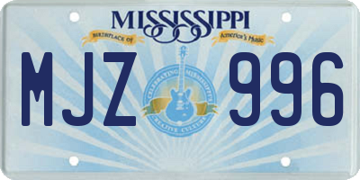 MS license plate MJZ996