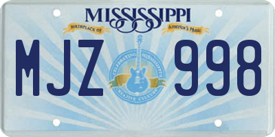 MS license plate MJZ998