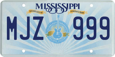MS license plate MJZ999
