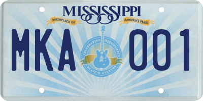 MS license plate MKA001