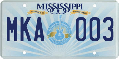 MS license plate MKA003