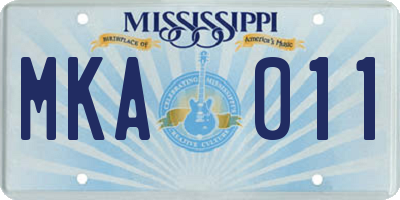 MS license plate MKA011