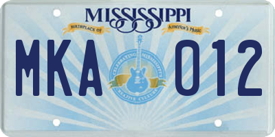 MS license plate MKA012